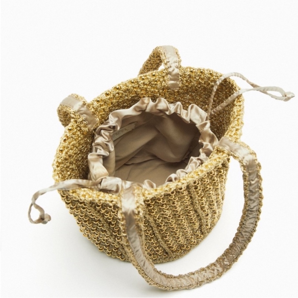 Zara Gold Beaded Bucket Bag - Picture 3 of 9